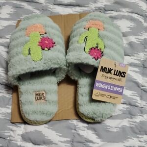 Muk Luks Women's Mint Green Cactus Slippers